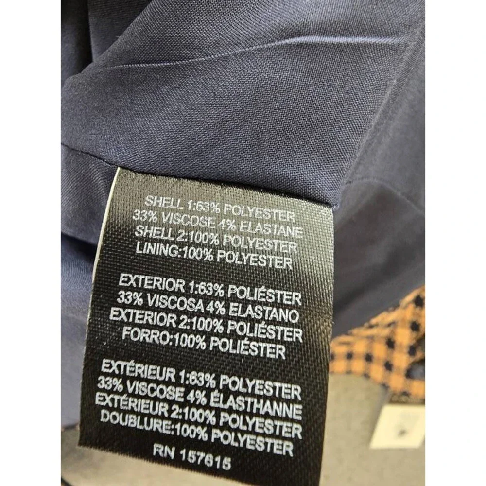 Tahari ASL Plus Size Colorblocked Peak-Lapel Blazer Women's 24W New Navy/Ginger - Picture 13 of 15